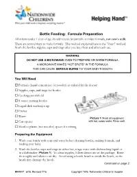 Bottle Feeding: Formula Preparation (PDF)