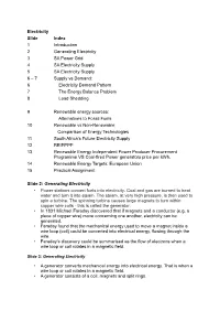 Electricity Slide Index 1 Introduction 2 Generating Electricity 3 SA Power