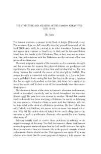 Elie Assis the Samson Narrative Is Unique in the Book of Judge