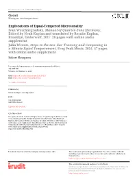 Explorations of Equal-Tempered Microtonality / Ivan Wyschnegradsky, Manual of Quarter-Tone Harmony, Edited by Noah Kaplan and Tr