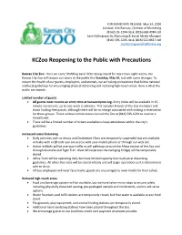 Kczoo Reopening to the Public with Precautions