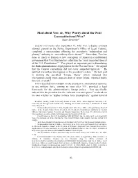 Mad About Yoo, Or Why Worry About the Next Unconstitutional