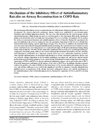 Mechanism of the Inhibitory Effect of Antiinflammatory Baicalin on Airway Reconstruction in COPD Rats