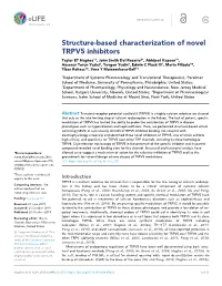 Structure-Based Characterization of Novel TRPV5 Inhibitors