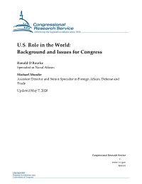 U.S. Role in the World: Background and Issues for Congress