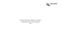United Nations Global Compact Communication on Progress 2017