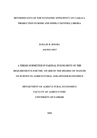 Determinants of the Economic Efficiency of Cassava Production in Bomi and Nimba Counties, Liberia”____