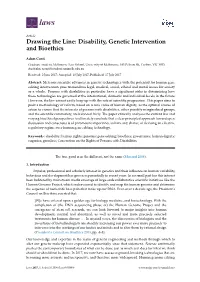 Drawing the Line: Disability, Genetic Intervention and Bioethics