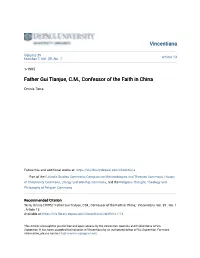 Father Gui Tianjue, C.M., Confessor of the Faith in China