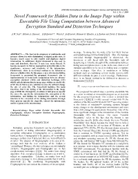 Novel Framework for Hidden Data in the Image Page Within Executable File Using Computation Between Advanced Encryption Standard and Distortion Techniques