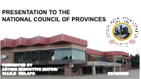 Presentation to the National Council of Provinces