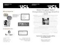 Rebel? Prophet? Relic? Perspectives on George Orwell in 2019