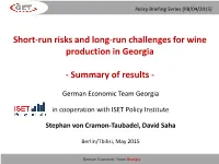 Short-Run Risks and Long-Run Challenges for Wine Production in Georgia