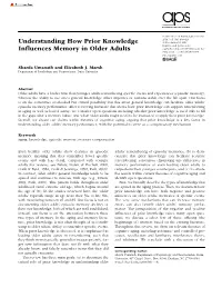 Understanding How Prior Knowledge Influences Memory in Older Adults