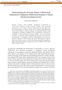Understanding the Average Impact of Microcredit Expansions: a Bayesian Hierarchical Analysis of Seven Randomized Experiments†
