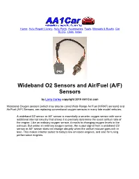 Wideband O2 Sensors and Air/Fuel (A/F) Sensors