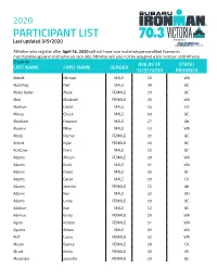 2020 PARTICIPANT LIST Last Updated 3/9/2020
