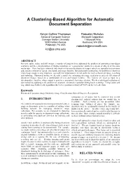 A Clustering-Based Algorithm for Automatic Document Separation