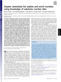 Enzyme Annotation for Orphan and Novel Reactions Using Knowledge of Substrate Reactive Sites