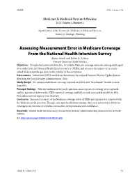 Assessing Measurement Error in Medicare Coverage from the National Health Interview Survey Renee Gindi and Robin A