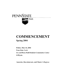 COMMENCEMENT Spring 2004