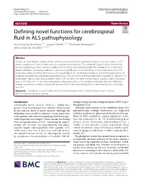 Defining Novel Functions for Cerebrospinal Fluid in ALS