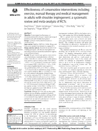 Effectiveness of Conservative Interventions Including Exercise