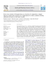 Ferric Iron Content of Ferropericlase As a Function of Composition, Oxygen