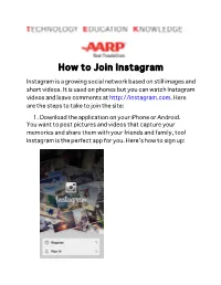 How to Join Instagram