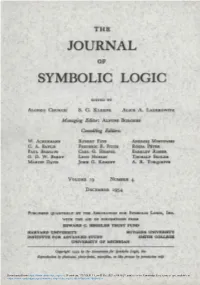 Journal Symbolic Logic