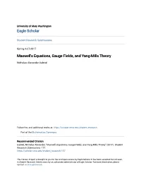 Maxwell's Equations, Gauge Fields, and Yang-Mills Theory