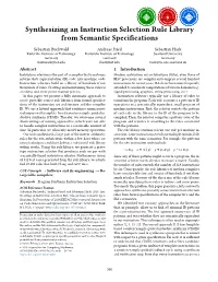 Synthesizing an Instruction Selection Rule Library from Semantic Specifications