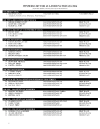 WINNERS LIST for ALL-FORD NATIONALS 2006 If Your Name Appears on This List, Please Report to the Awards Tent