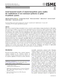 Serial Horizontal Transfer of Vitamin-Biosynthetic Genes Enables the Establishment of New Nutritional Symbionts in Aphids’ Di-Symbiotic Systems