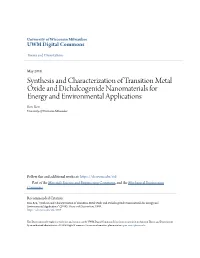 Synthesis and Characterization of Transition Metal Oxide And