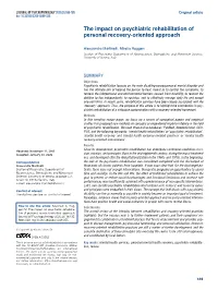 The Impact on Psychiatric Rehabilitation of Personal Recovery-Oriented Approach