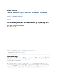 Understanding Worry and Mindfulness Through Psycholinguistics