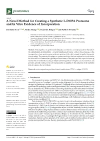 A Novel Method for Creating a Synthetic L-DOPA Proteome and in Vitro Evidence of Incorporation