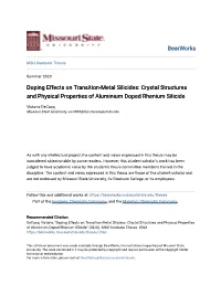 Doping Effects on Transition-Metal Silicides: Crystal Structures and Physical Properties of Aluminium Doped Rhenium Silicide
