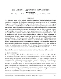 Eco-Concrete? Opportunities and Challenges Rajesh Chouhan B