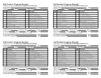 Fall Product Program Receipt Fall Product Program Receipt Fall