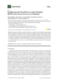 Insight Into the Possible Use of the Predator Bdellovibrio Bacteriovorus As a Probiotic
