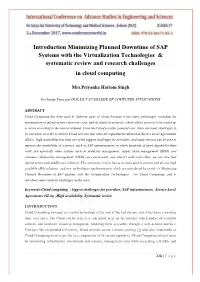 Introduction Minimizing Planned Downtime of SAP Systems with the Virtualization Technologies & Systematic Review and Resear