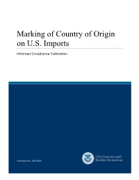 Marking of Country of Origin on U.S. Imports