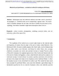 Matriarchy and Prehistory: a Statistical Method for Testing an Old Theory
