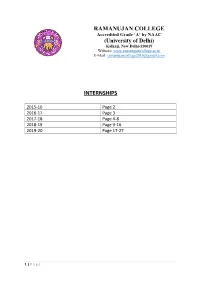 Ramanujan College Internships