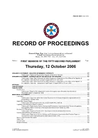 Record of Proceedings