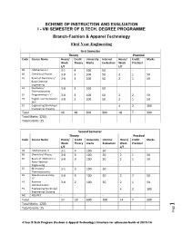 Scheme of Instruction and Evaluation I - Viii Semester of B.Tech