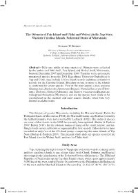 The Odonata of Fais Island and Ulithi and Woleai Atolls, Yap State, Western Caroline Islands, Federated States of Micronesia