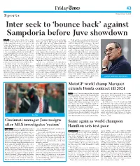 Against Sampdoria Before Juve Showdown